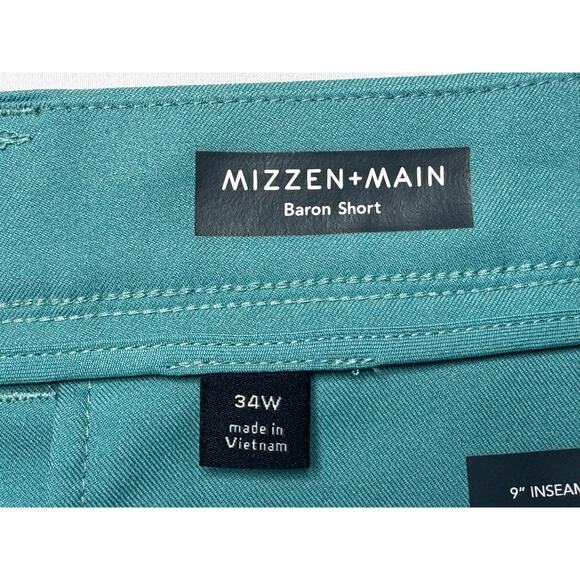Mizzen+Main Men's Helmsman Performance 9" Blue Chino Shorts - Size 34 (Meas 36) - Picture 3 of 6